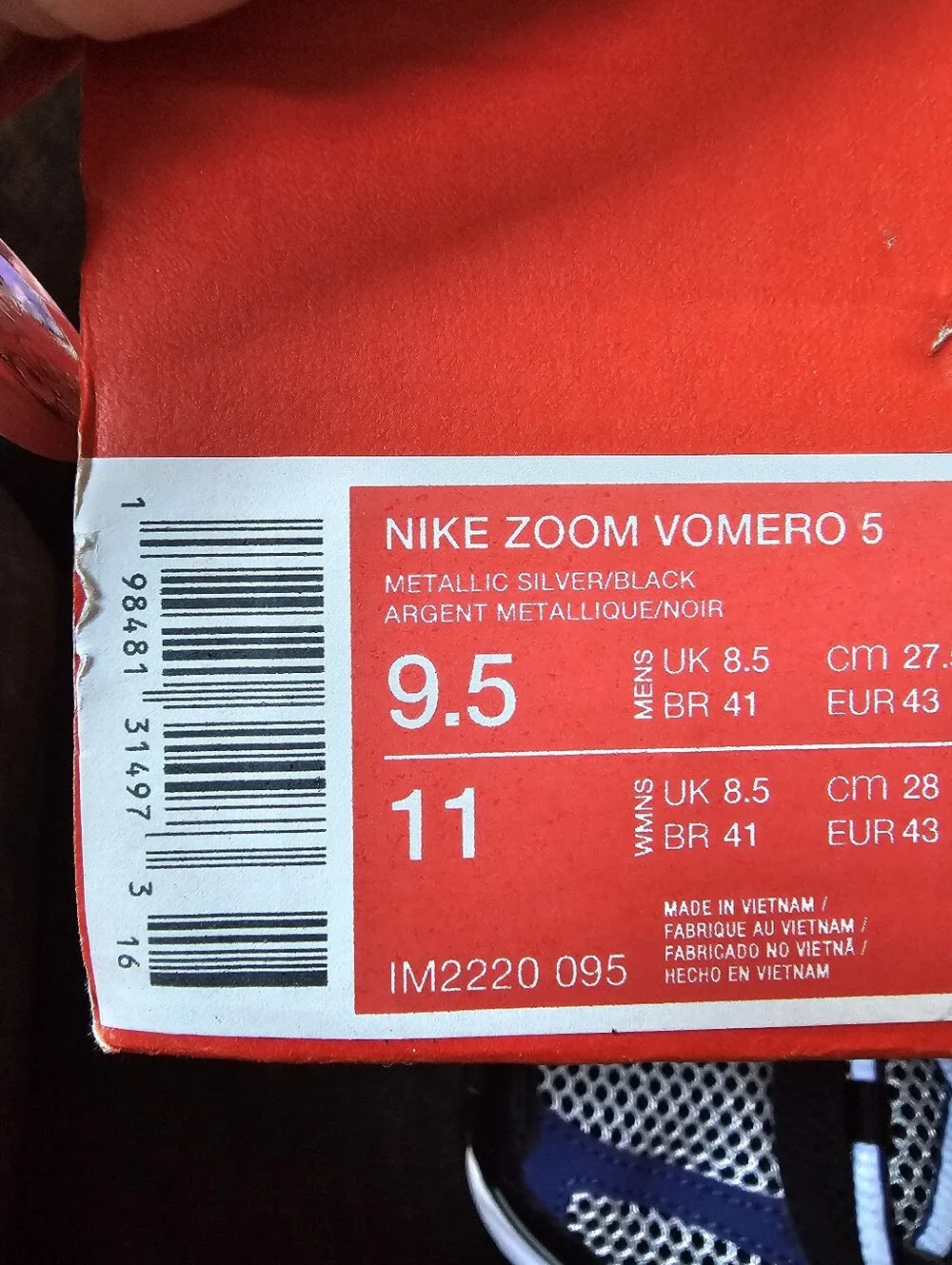 Nike Zoom Vomero 5 shoes in Metallic Silver and Court Purple Mens 9.5